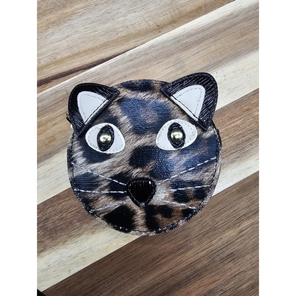 Cat Coin Purse Leopard Print Zippered Cute Kitty Cat